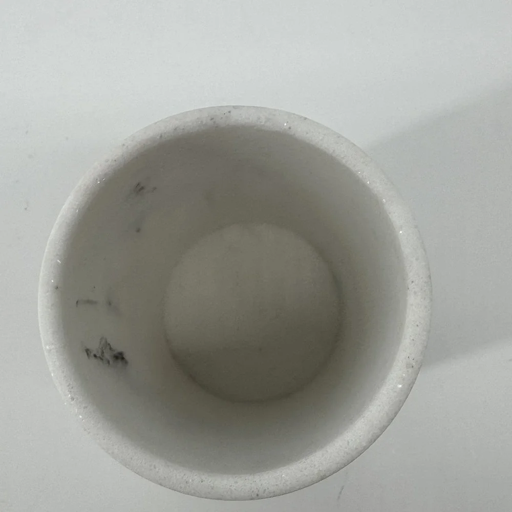 DKNY White Marble Bath Cup Vanity Brush Holder Desk Pencil Organizer Decor